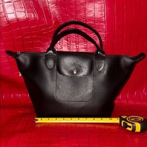 Longchamp Black Leather Tote Bag